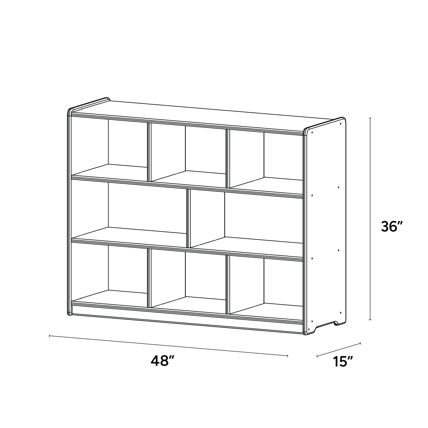 Foundation Open Long Horizontal Two Shelves with Vertical Dividers