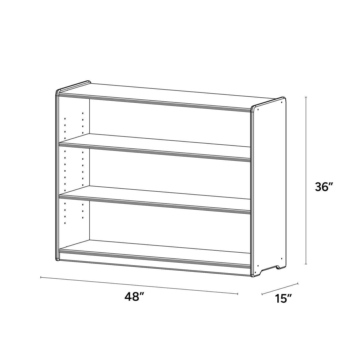Montessori Shelf - 36x48x15 - Adjustable Shelving Unit, Wood Backing