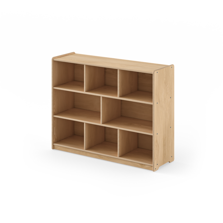 Montessori Shelf - 36x48x15 - Vertical Divider, Cubbies, Wood Backing | Fern Kids