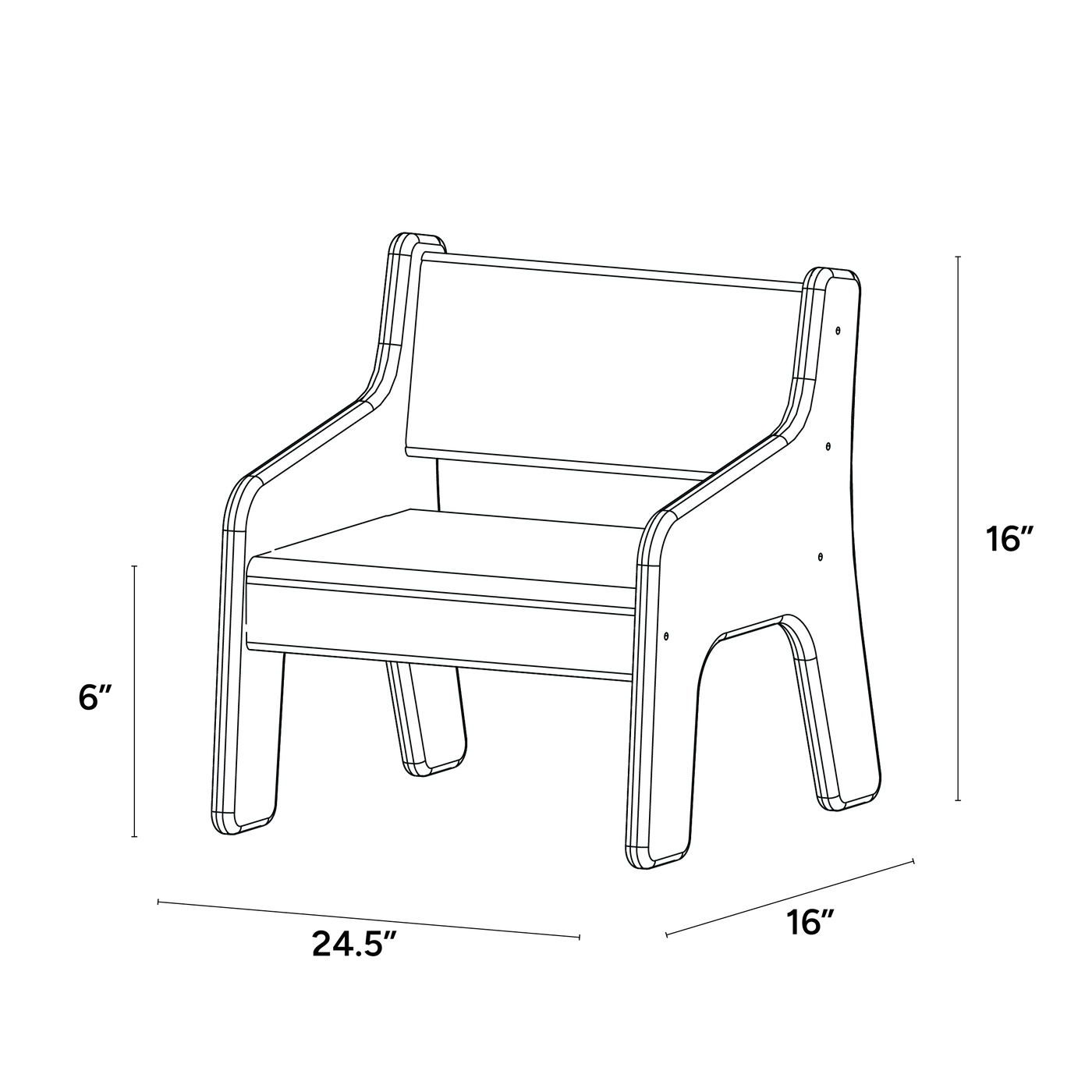 Infant Classroom Chair with Arms - 8"
