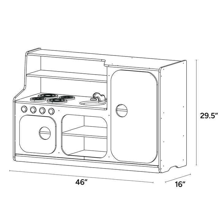 3-in-1 Full Kitchen for Toddlers - ISO isometric view