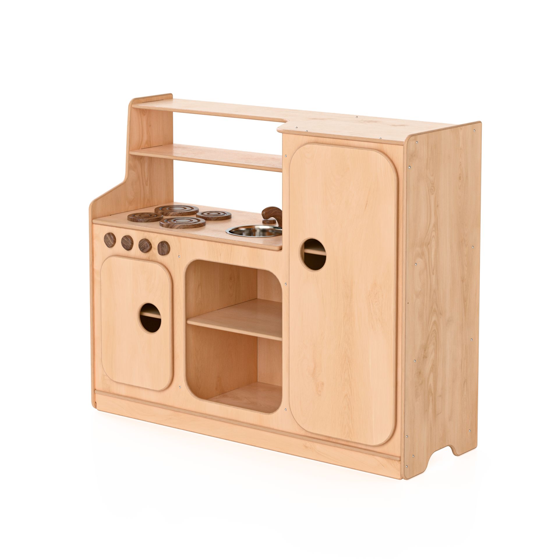 3-in-1 Full Kitchen for Preschoolers - angled perspective render, no background