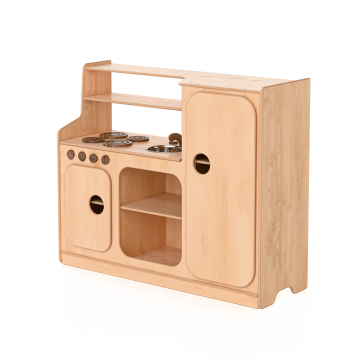 3-in-1 Full Kitchen for Preschoolers - angled perspective render, no background