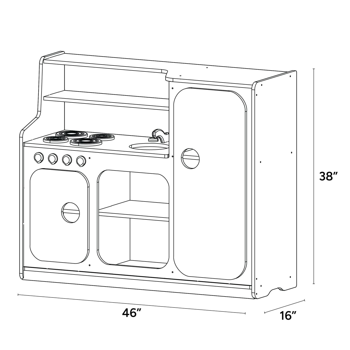 3-in-1 Full Kitchen for Preschoolers