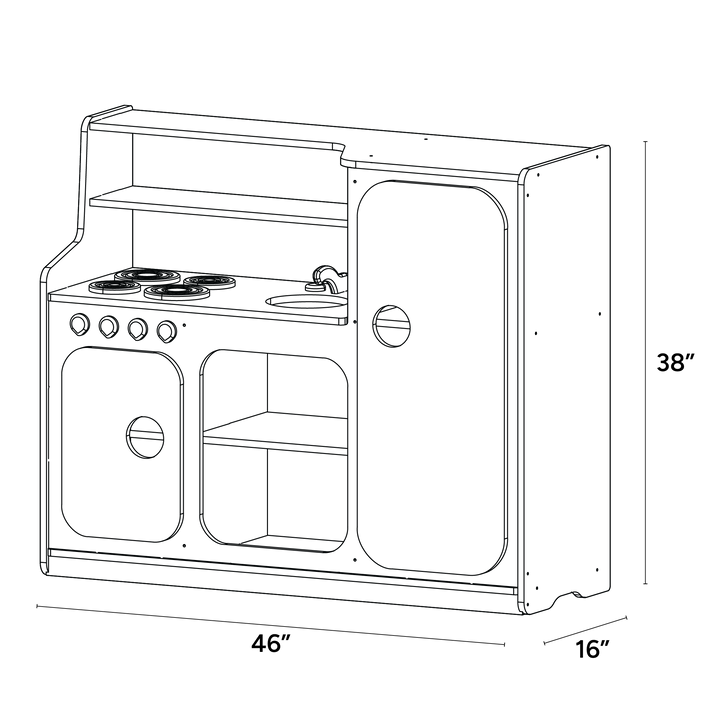 3-in-1 Full Kitchen for Preschoolers - ISO isometric view