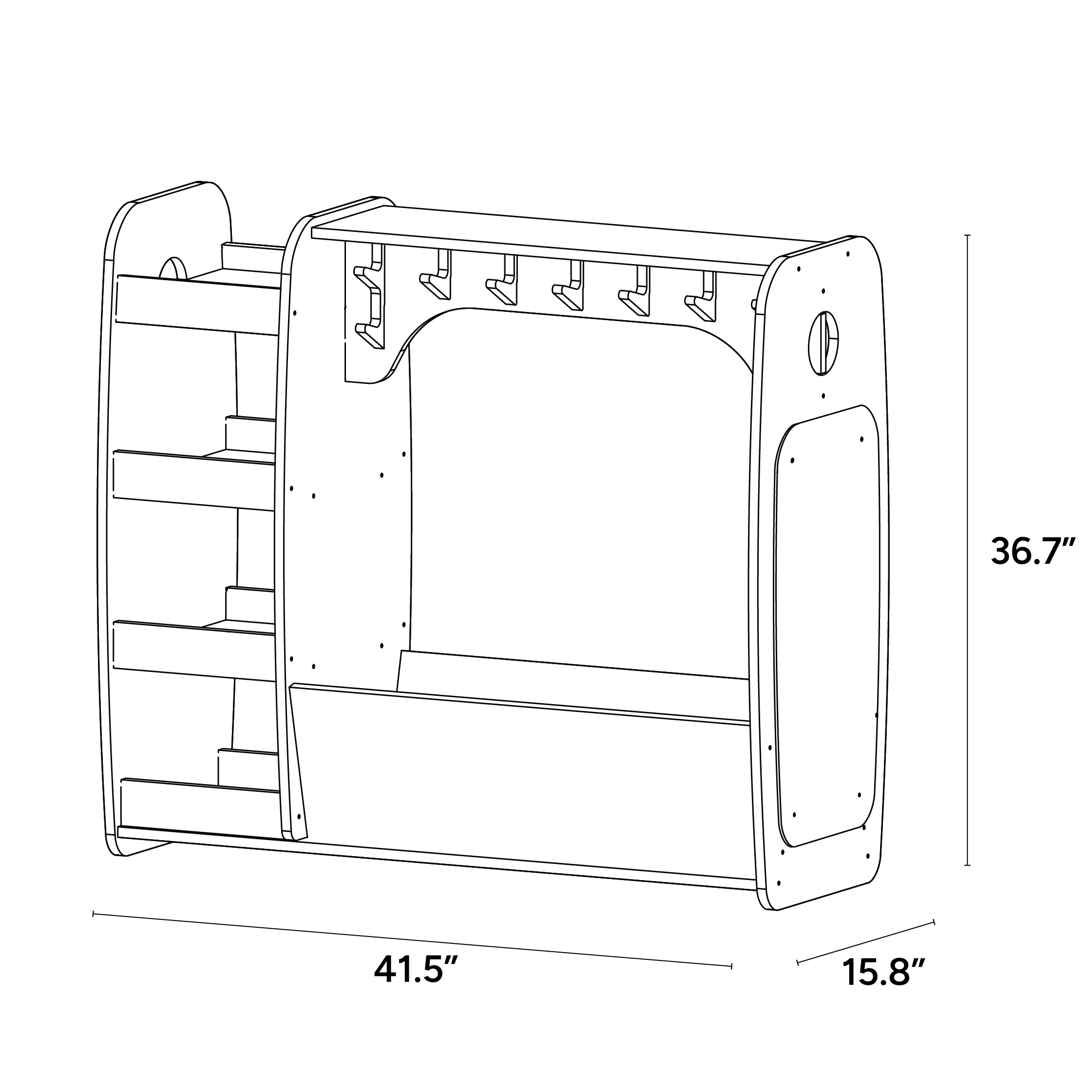Dress Up Nook with Shelves for Toddlers - ISO isometric view