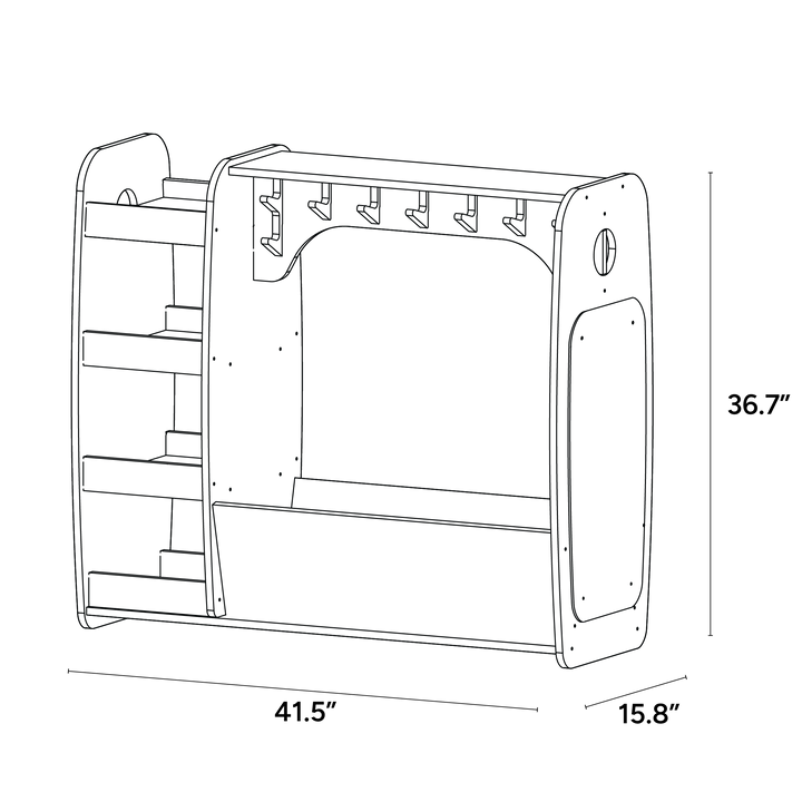 Dress Up Nook with Shelves for Toddlers - ISO isometric view