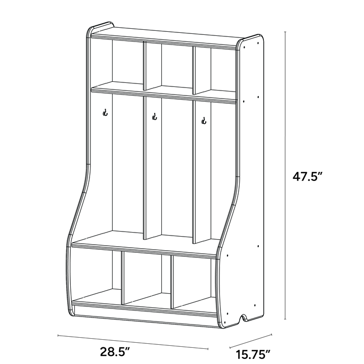 3 Section Cubbie Locker - ISO isometric view