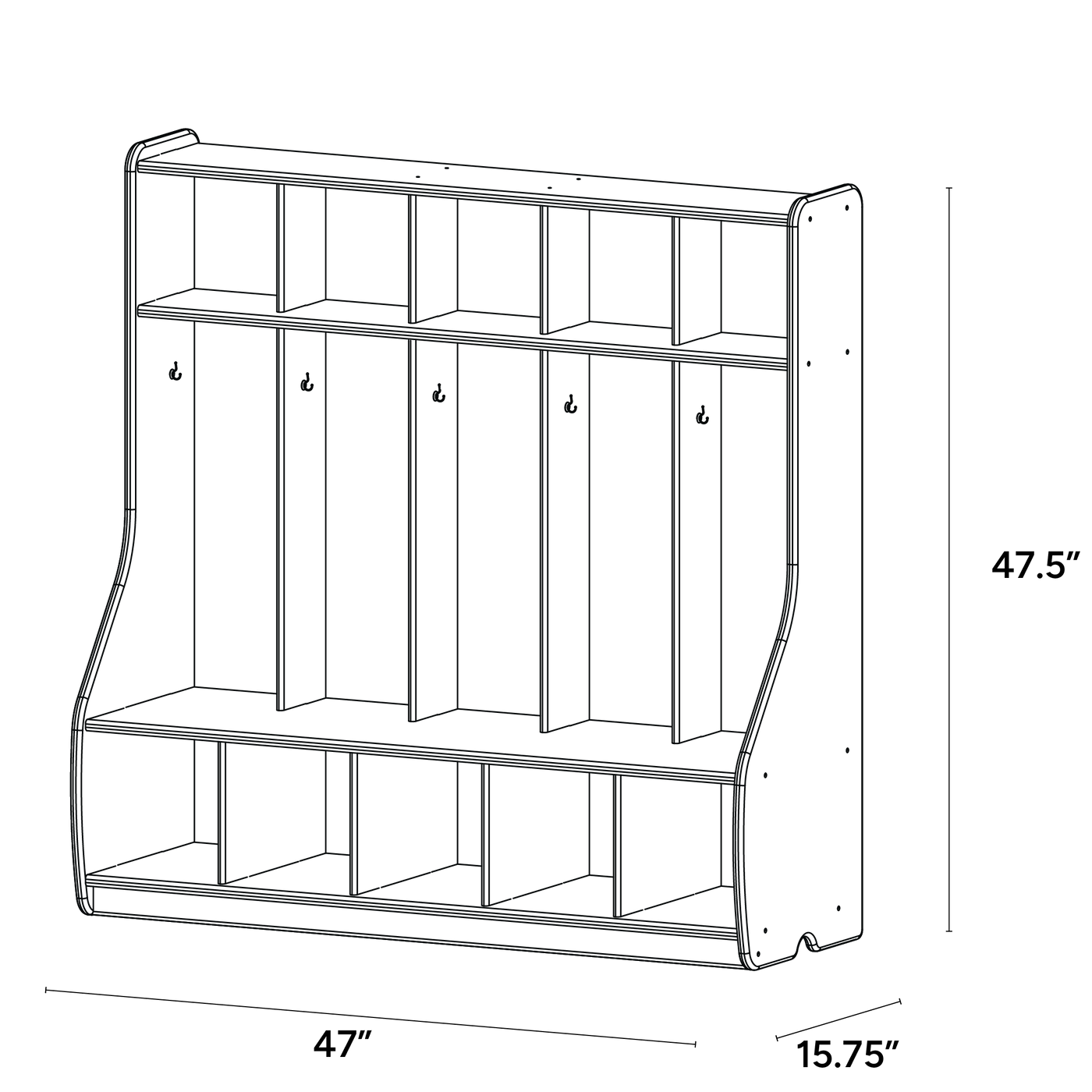 5 Section Cubbie Locker