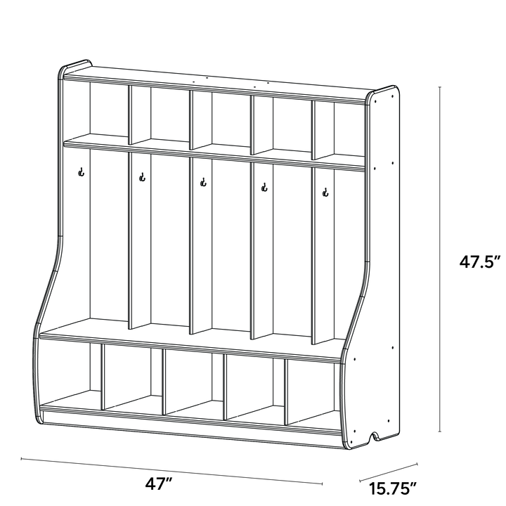 5 Section Cubbie Locker - ISO isometric view