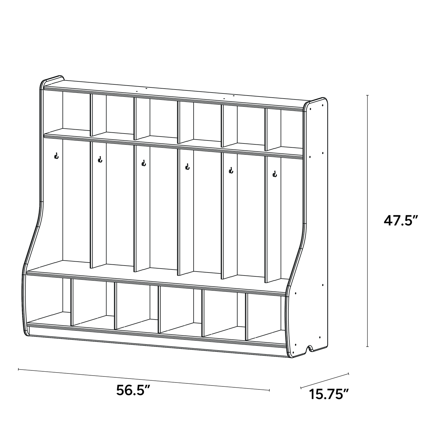 6 Section Cubbie Locker
