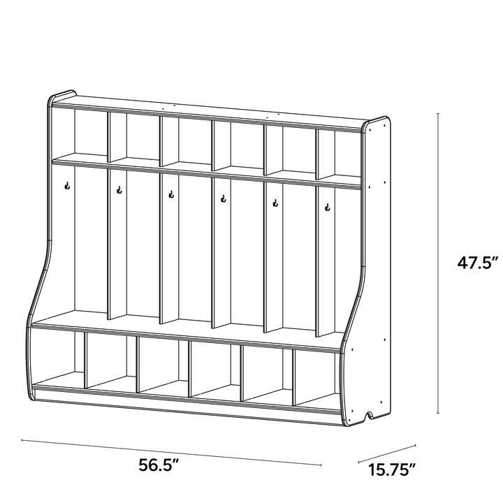 6 Section Cubbie Locker - ISO isometric view