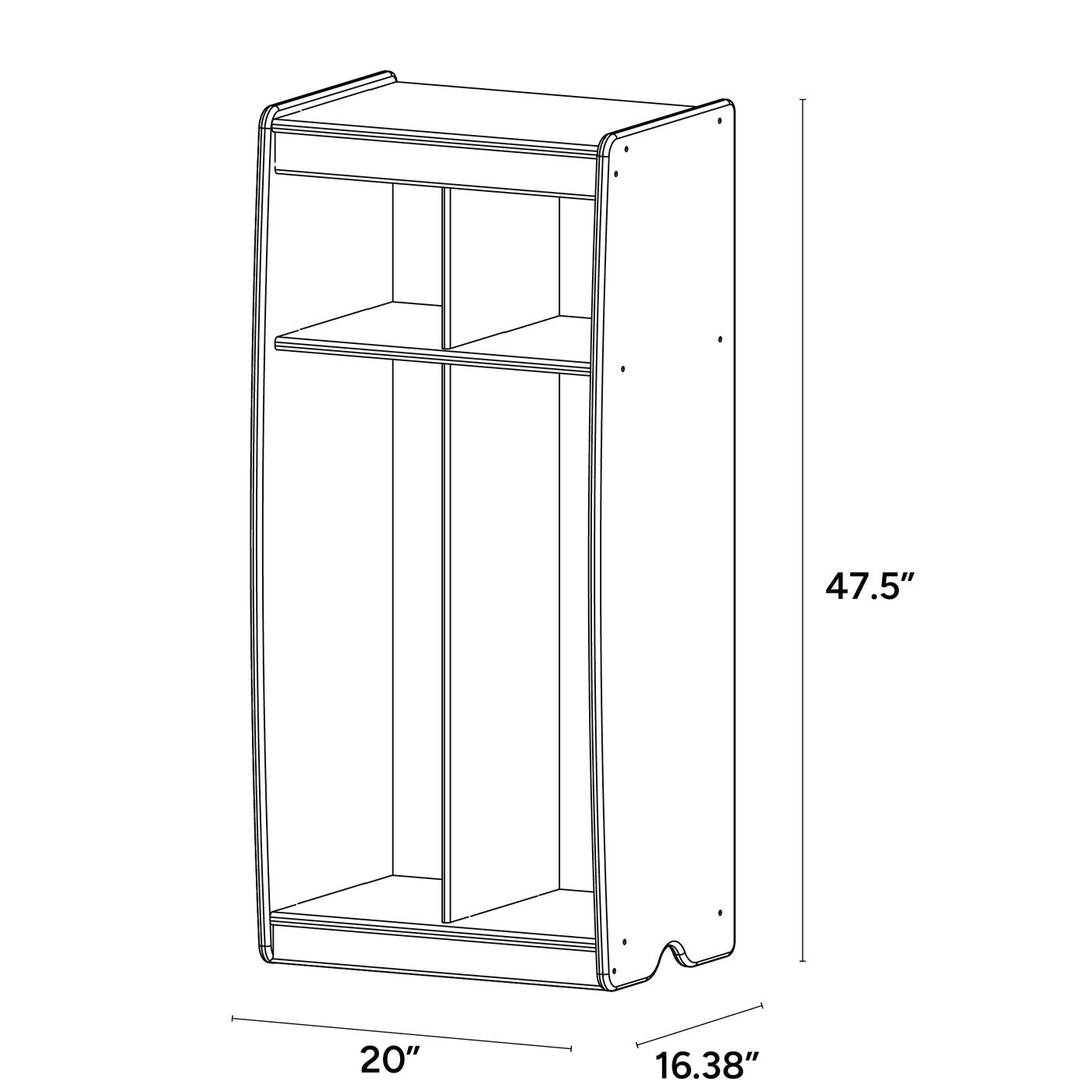 2 Section Open Locker