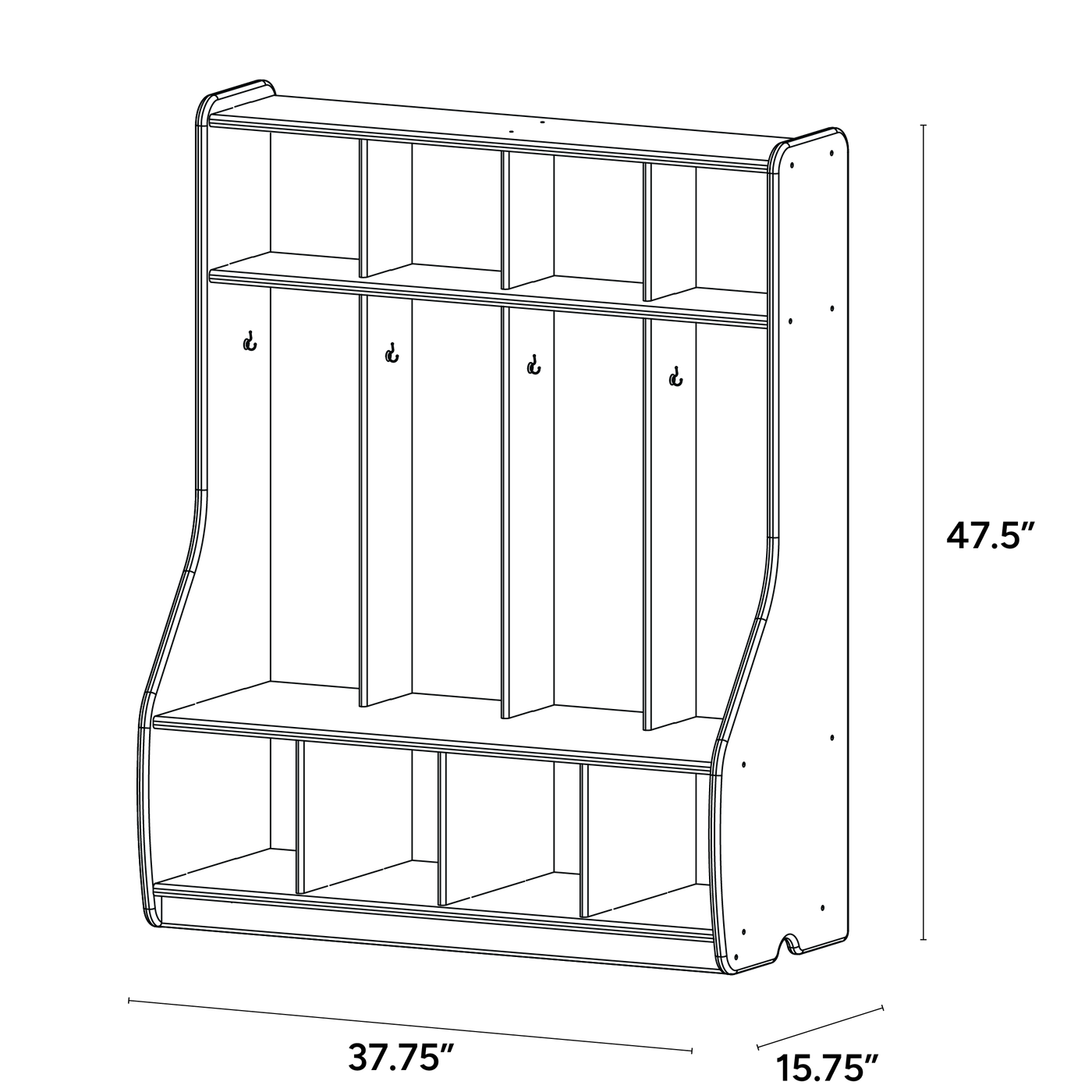 4 Section Open Locker