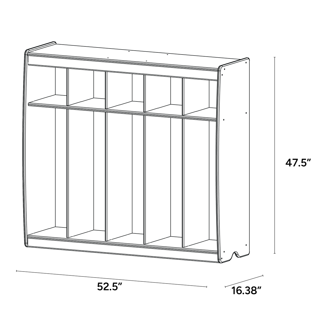 5 Section Open Locker
