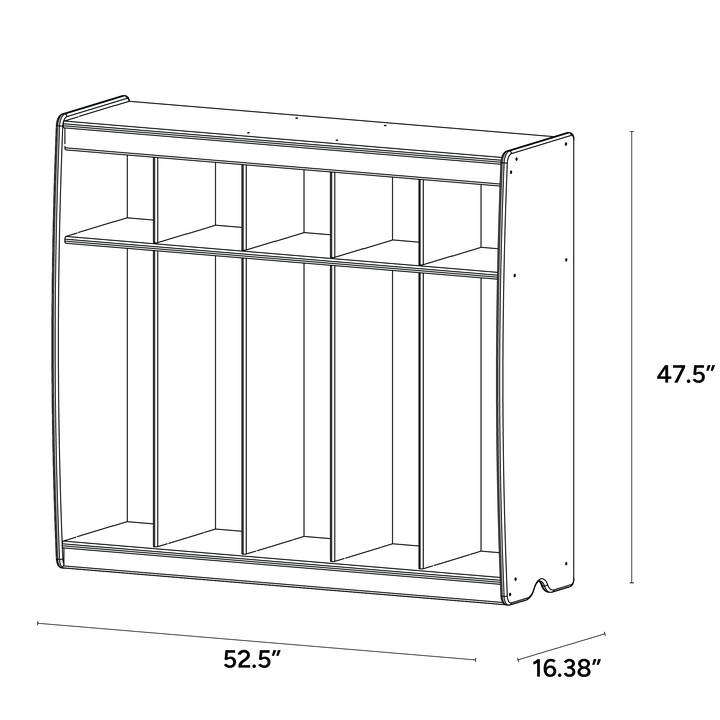 5 Section Open Locker - ISO isometric view
