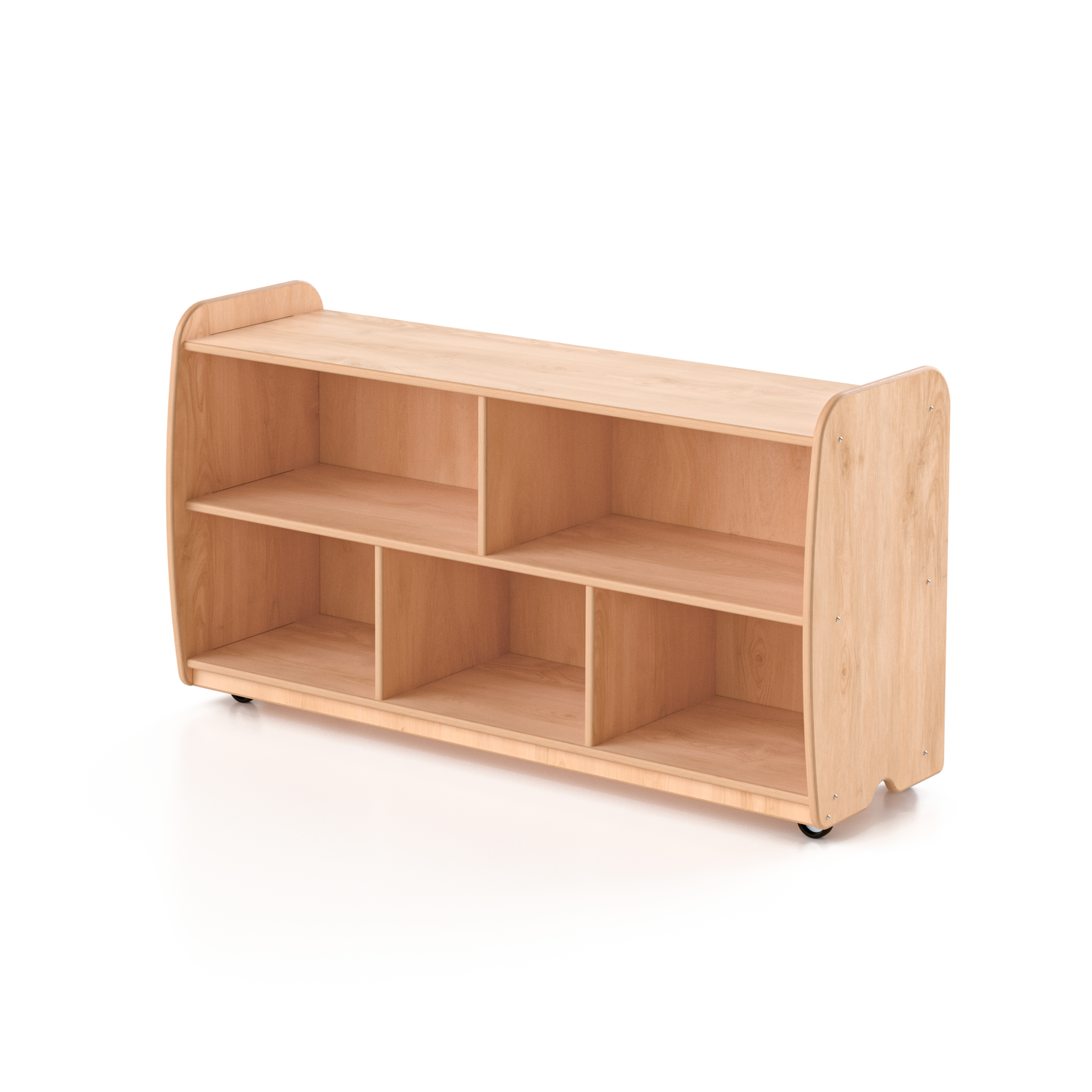 Backed One Shelf - Long Horizontal with Vertical Dividers - with Casters, Woodlyn by Fern Kids