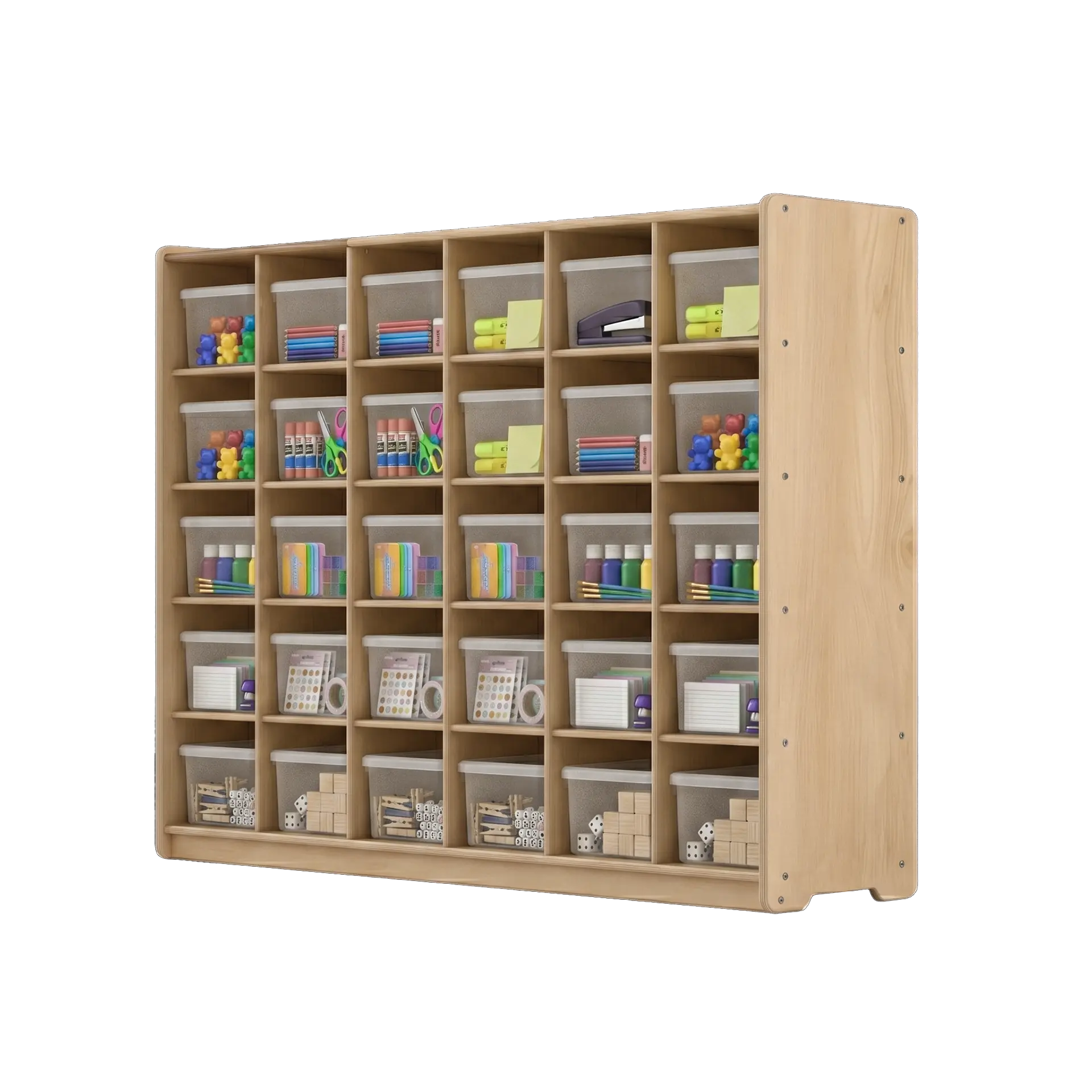 30 Section Cubby Unit - with Clear Cubby Bins Fern Kids