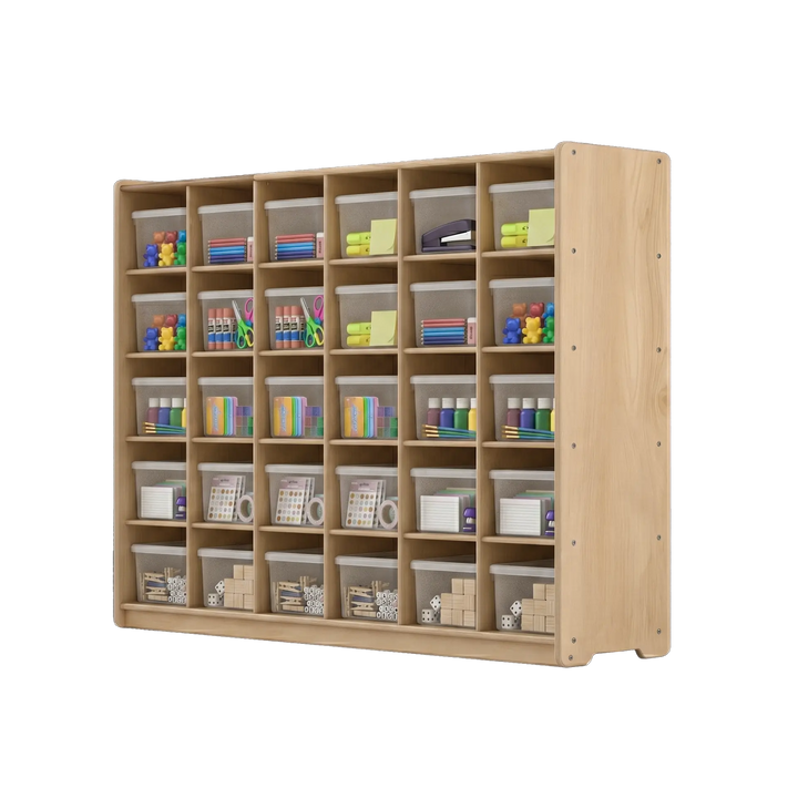 30 Section Cubby Unit - with Clear Cubby Bins Fern Kids