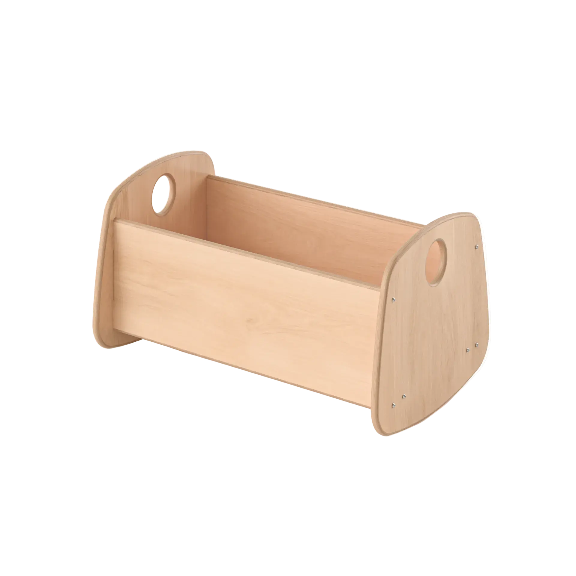 Wooden doll crib on a white background