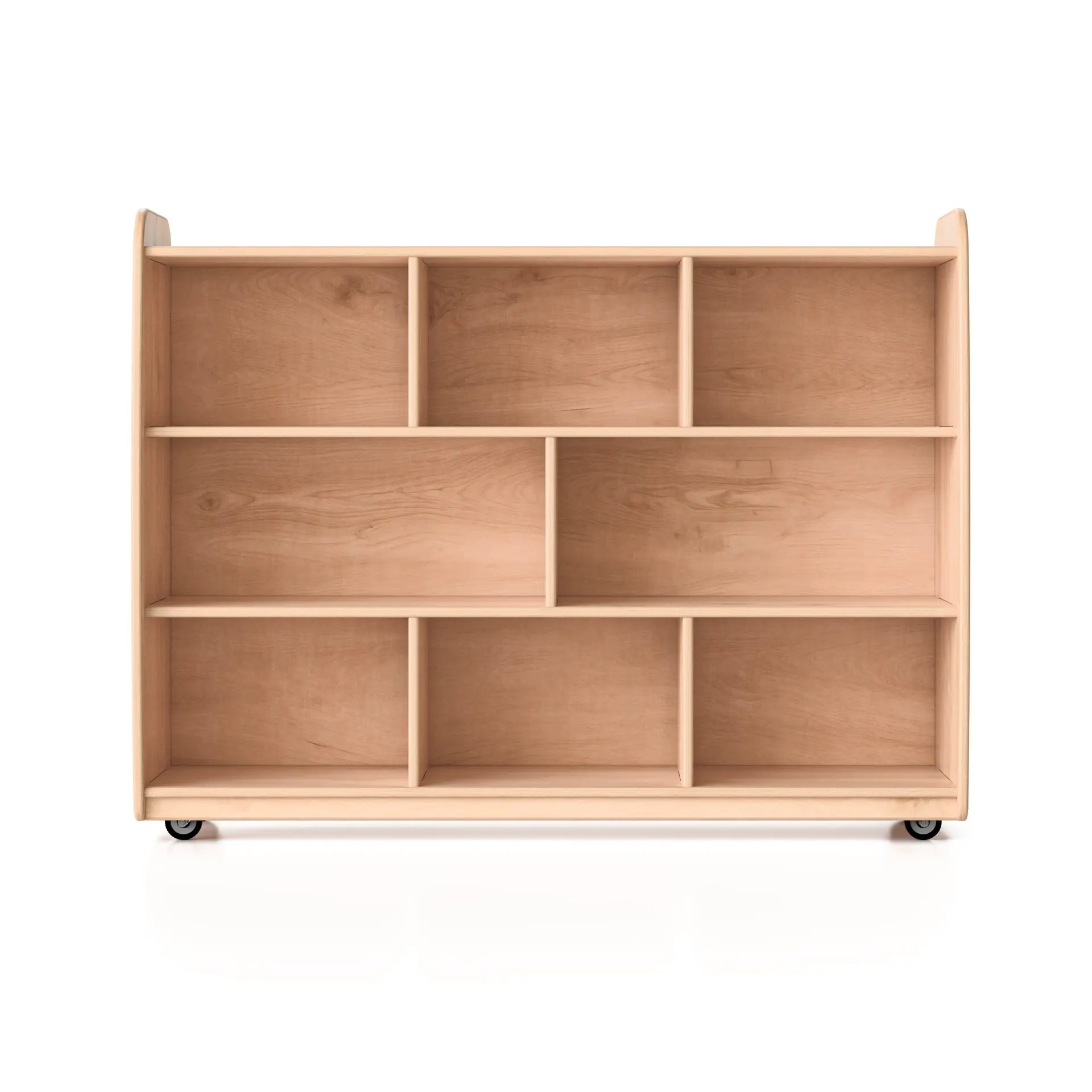 Backed Two Shelves - Long Horizontal with Vertical Dividers - with Casters Woodlyn by Fern Kids