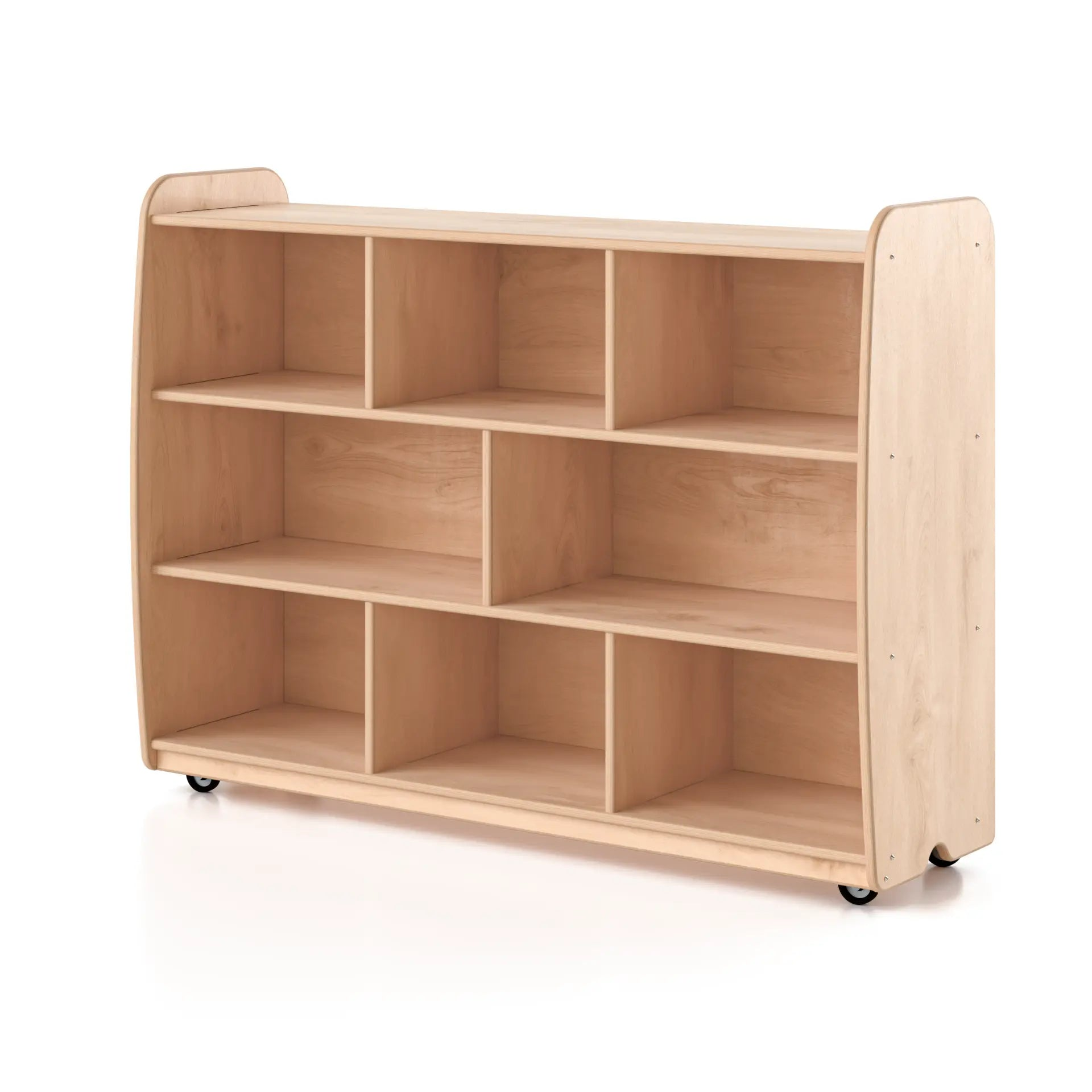 Backed Two Shelves - Long Horizontal with Vertical Dividers - with Casters Woodlyn by Fern Kids