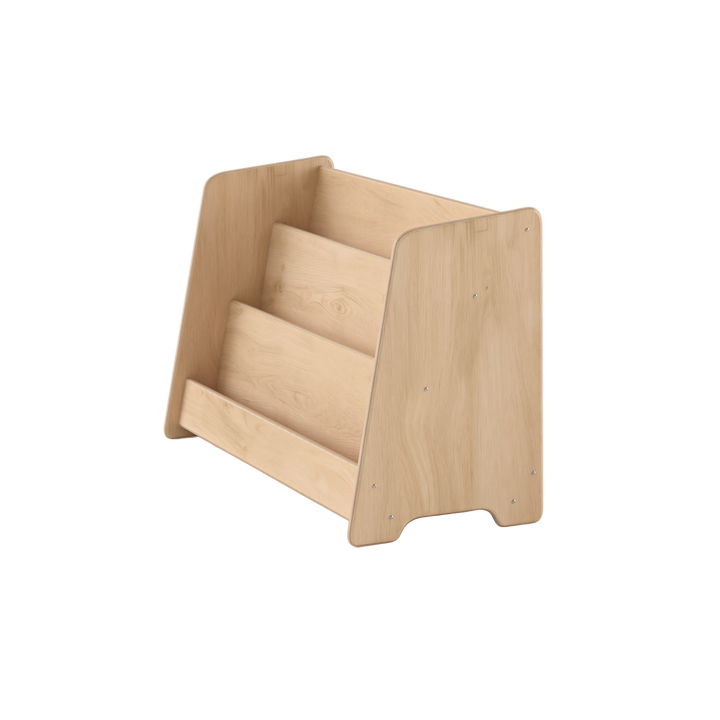Wooden magazine rack on a white background