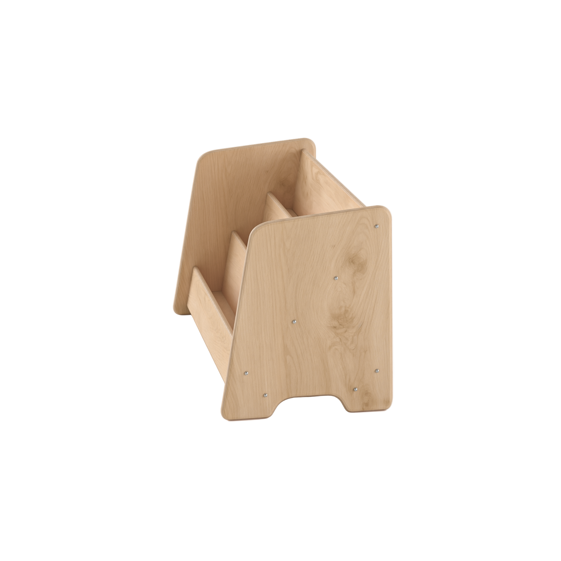 Wooden bookshelf on a white background