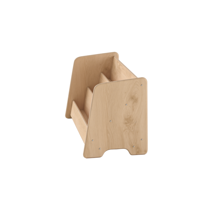 Wooden bookshelf on a white background