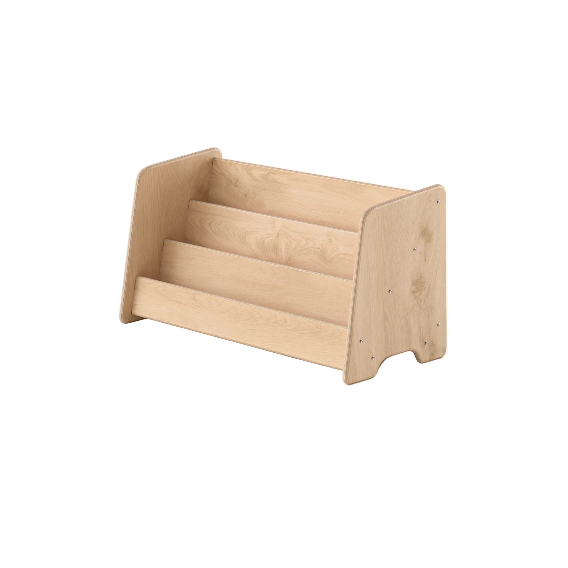 Wooden bookshelf on a white background