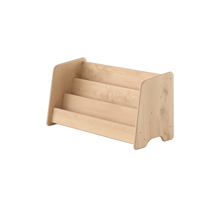 Wooden bookshelf on a white background