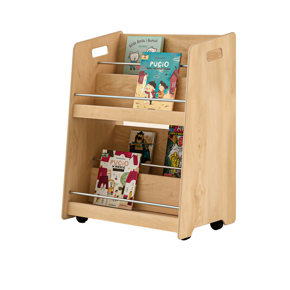 Library Book Shelf with Stainless Steel Bars