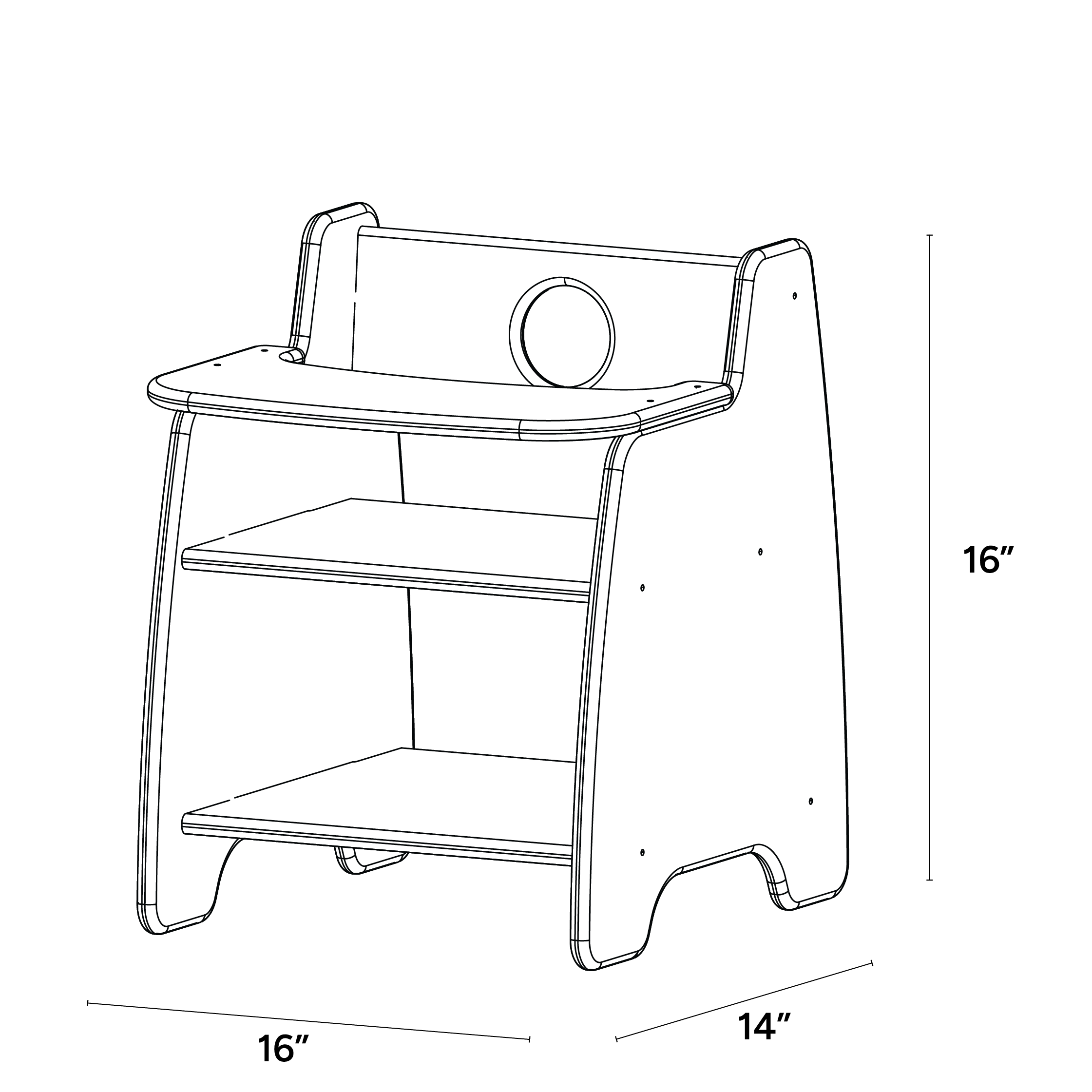 Doll High Chair - ISO isometric view