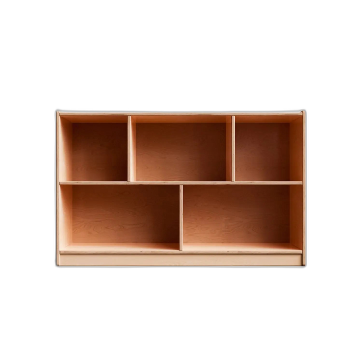 Montessori Shelf - 30x48x15 - Vertical Divider, Cubbies, Wood Backing Fern Kids